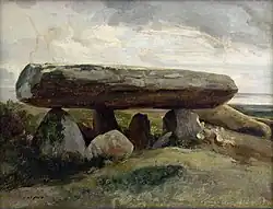Dolmen à Locmariaquer, peinture de J. Coignet  (1836).