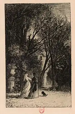 « Rêverie », eau-forte pour un poème de Léon Laurent-Pichat, dans Sonnets et eaux-fortes (1869).