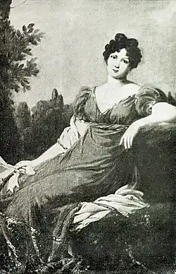 Juliette Récamier par Robert Lefèvre, début XIXe&nbsp;siècle, musée des beaux-arts de Caen.