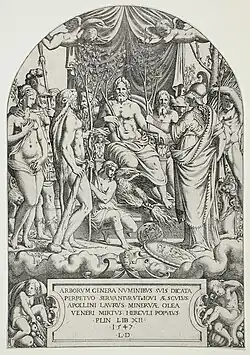 Jupiter, d'après Luca Penni, eau-forte datée de 1547 et signée « L.D. ».