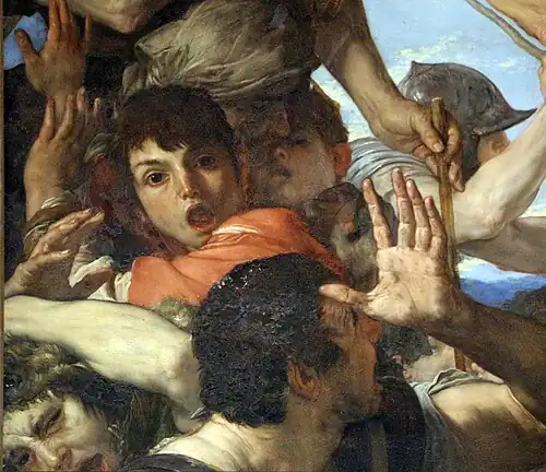 Détail de Saint Janvier sortant indemne de la fournaise, 1646, cathédrale Notre-Dame-de-l'Assomption de Naples.