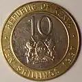 Une pièce de 10&nbsp;shillings kényan