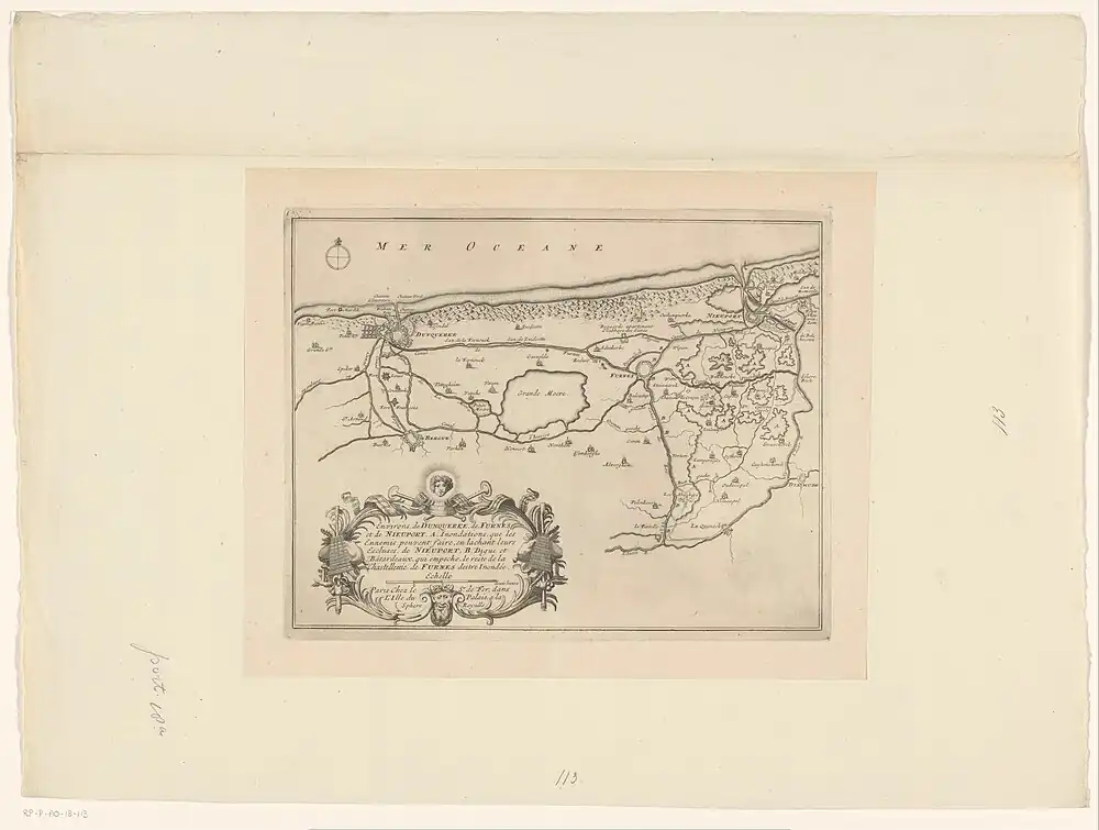 Le cours de l'Yser vers 1690-1696. Carte imprimée par Nicolas de Fer. Orthographe sur la carte : L'Isere.