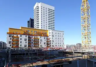 Kajen 5 en mars 2018, au premier plan Kajplats 6.