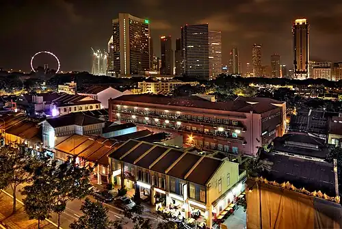 Kampong Glam (en), à l'origine un village de Singapour.