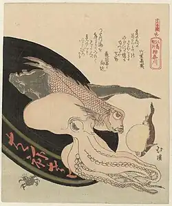 Produits de la pêche par Totoya Hokkei.