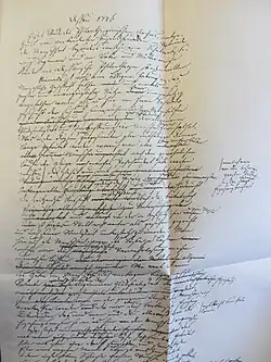 Fac-similé du manuscrit autographe du premier essai sur le Philanthropin (1776).