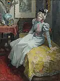 Jeune femme sur un divan (aquarelle, 1897).