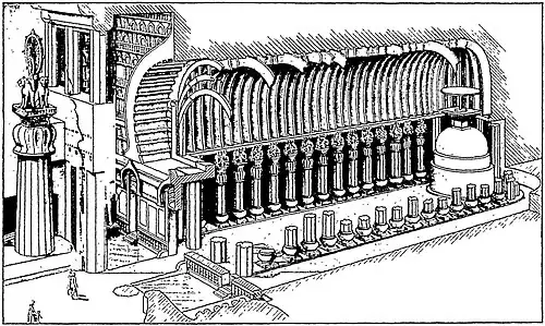 Section du Chaitya de Karli en perspective.