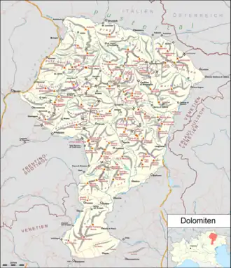 Carte des Dolomites.
