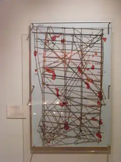 Carte des îles Marshall en branchages, sur une carte moderne.