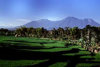 Au centre de l'image, le Butak. À gauche, le Kawi.