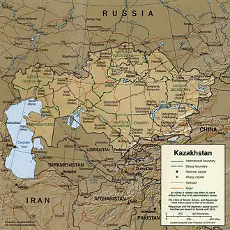 carte : Géographie du Kazakhstan