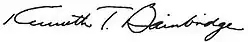 signature de Kenneth Bainbridge