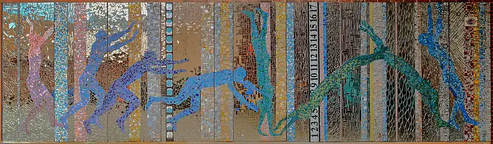 Mosaïque d'Eadweard Muybridge, ruelle du Rose Theatre, Kingston. Save the World Club (2004).