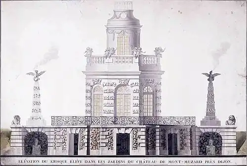 Élévation du kiosque de Montmusard. Relevé de Charles Saint-Père de 1766
