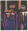 Scène de rue nocturne par Ernst Ludwig Kirchner (1926-1927).