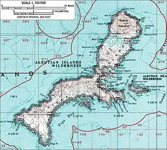 Carte topographique de Kiska