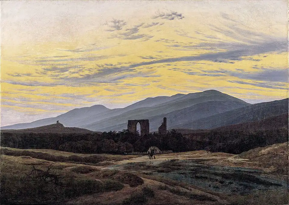 Caspar David Friedrich, Ruines de l'abbaye d'Eldena dans les monts des Géants (vers 1830-1834)