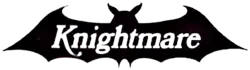 Une chauve-souris en ombre chinoise. Sur cette ombre est écrit en blanc, Knightmare.