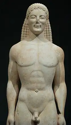 Kouros Getty&nbsp;(en), vers 530 av. J.-C., ou faux moderne.