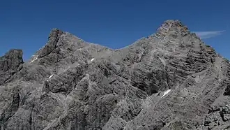 Vue de la Krottenspitze et de l'Öfnerspitze depuis le Muttlerkopf.