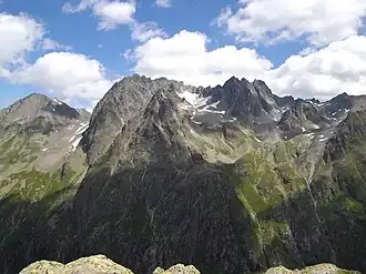 Vue de la Kuchenspitze (sur la gauche) depuis l'ouest.