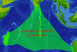 Carte du Kumari Kandam/de la Lémurie