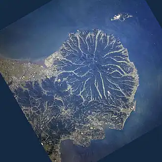 Vue satellite de la péninsule de Kunisaki.