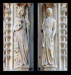 Ecclesia et Synagoga, inspirées des statues de la cathédrale de Strasbourg.