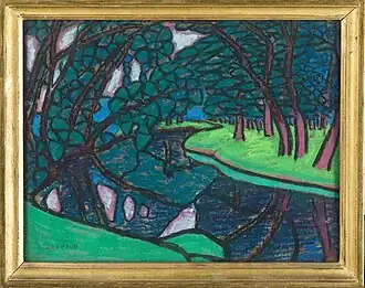 « Paysage Limousin », pastel, signé L. Jouhaud, 25,5x32,5 cm. Collection particulière.