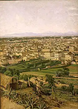Vue panoramique peinte par Philippet de Rome prise par Garibaldi le 3 juin 1849 (panneau numéro 4).