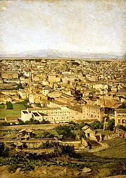 Vue panoramique peinte par Philippet de Rome prise par Garibaldi le 3 juin 1849 (panneau numéro 5).