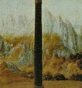 Pilier de la fenêtre droite avec le paysage
