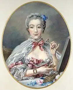 Portrait de Jeanne Antoinette Poisson, Marquise de Pompadour, 1880-1930 (pastel sur papier ; reproduction du tableau de François Boucher ; Inv. musée de la Vie wallonne no&nbsp;MVW-5017451 ; 82&nbsp;×&nbsp;66&nbsp;cm), Liège, musée de la Vie wallonne.