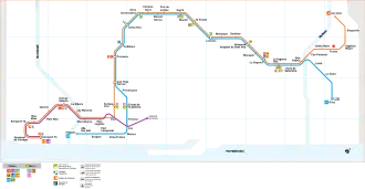 Schéma des tracés des lignes et une fois terminées.