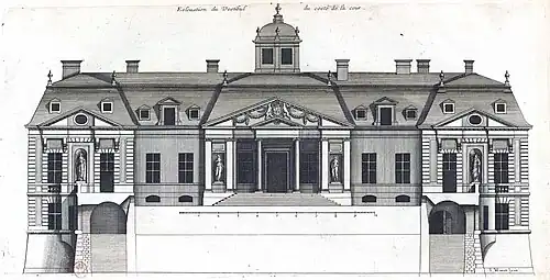 Élévation du vestibule du côté de la cour(dessin par Marot).