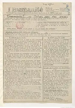 Page tapée à la machine sur deux colonnes