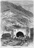 Percement du Mont Cenis, entrée du tunnel (L'Illustration, 1862).