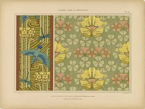 L'animal dans la décoration, planche 24 sur 60, par M.P. Verneuil et Eugène Grasset, 1897.