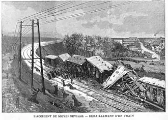L'arrière du train après le déraillement, selon le supplément littéraire illustré du Petit Journal du 25/05/1902 (no 694), p. 165-166.