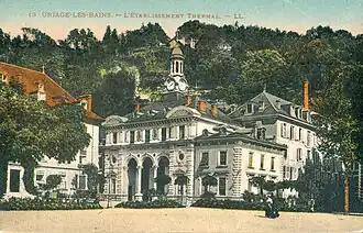 L'établissement thermal et les premiers hôtels de la société thermale au début du XXe&nbsp;siècle.