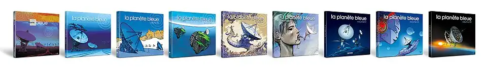 Les 9 volumes de la collection de disques La Planète Bleue.