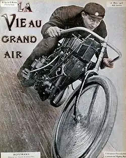 Le 16 mars 1905 (no&nbsp;340), Franz Hoffmann et sa motocyclette (avec retouche image au pinceau).