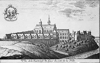 Vue de la chartreuse de Liège du côté de la ville au XVIIIe&nbsp;siècle