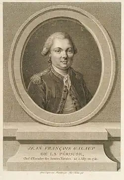 Jean-François Galaup de La Pérouse, gravure du XVIIIe&nbsp;siècle d'après une miniature.