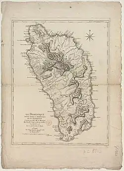 Carte de la Dominique, Le Rouge (1773).