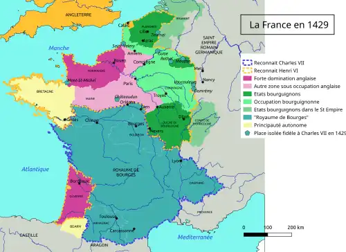 Le royaume de France pendant la guerre de Cent Ans 1337 à 1453.