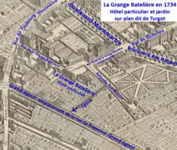 L'hôtel particulier Grange en 1734.