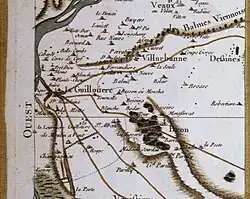 Extrait de la carte de Cassini (v. 1759-1762) du secteur de la Guillotière, sur laquelle la Rize n'est pas mentionnée.